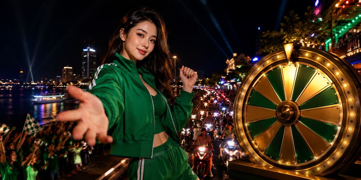 Sảnh roulette với ánh đèn neon tại casino Mekong